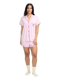 Ensemble de pyjama pour femmes Peanuts avec col cranté et short - exclusivité en ligne