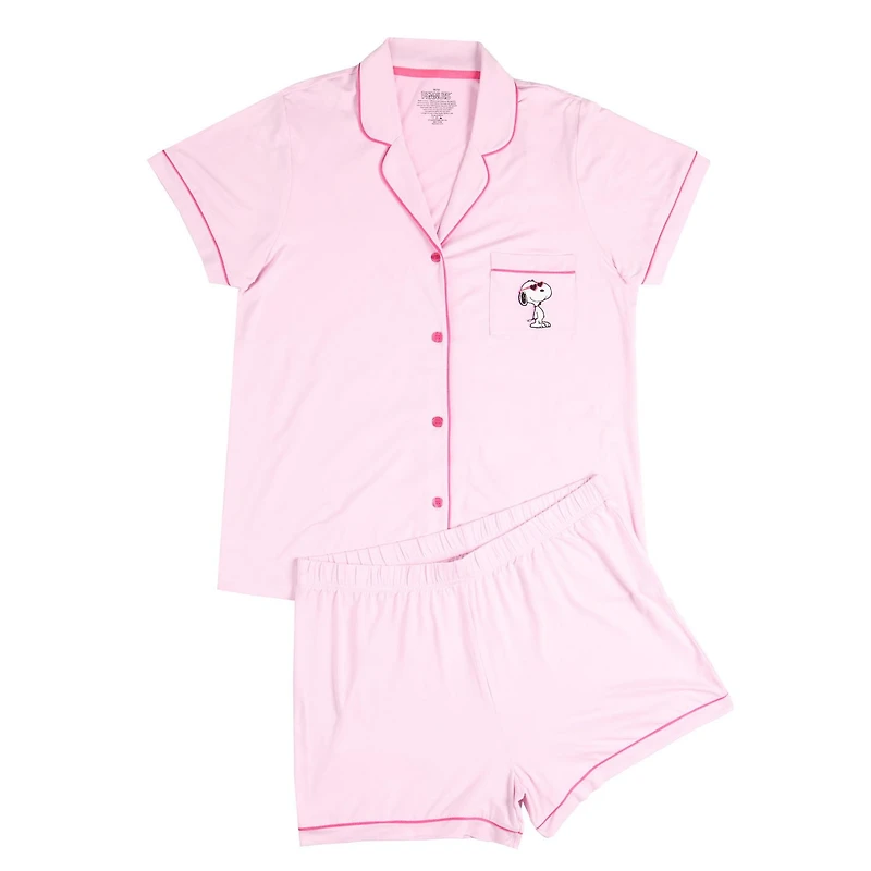 Ensemble de pyjama pour femmes Peanuts avec col cranté et short - exclusivité en ligne