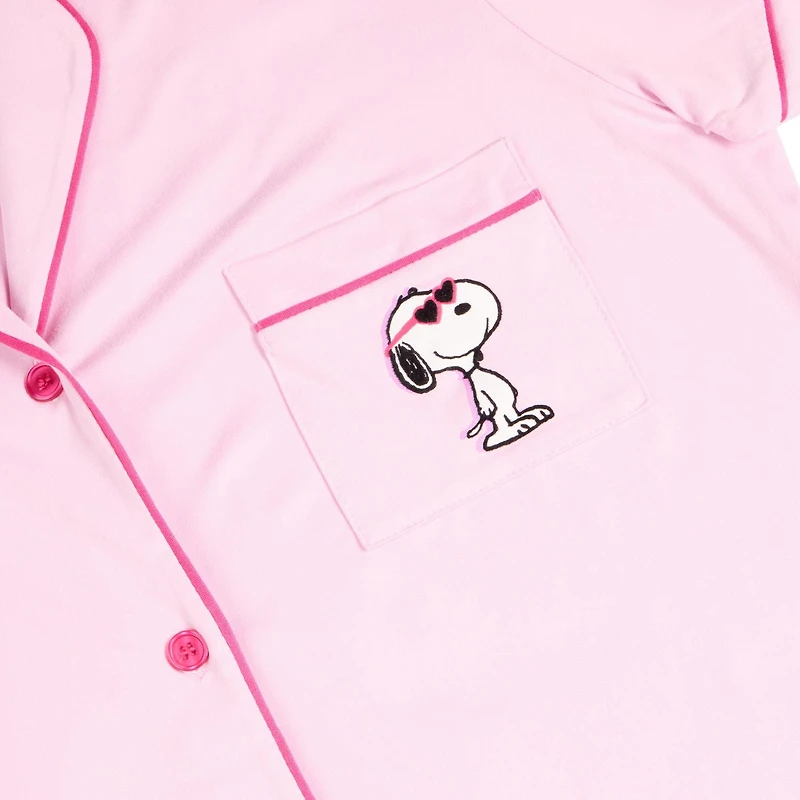 Ensemble de pyjama pour femmes Peanuts avec col cranté et short - exclusivité en ligne