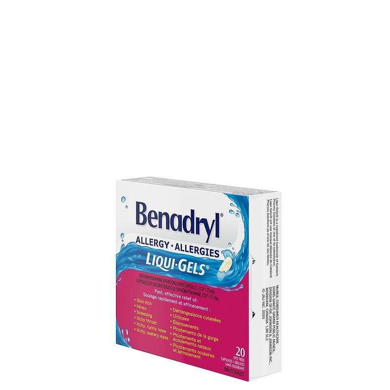 Benadryl Médicament pour les allergies Liqui-Gels 25 mg