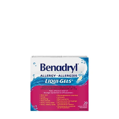 Benadryl Médicament pour les allergies Liqui-Gels 25 mg