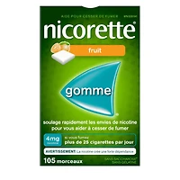 Nicorette Gum, Nicotine 4 mg, Fruit Flavour, Quit Smoking Aid and Smoking Cessation Aid, 105 pieces