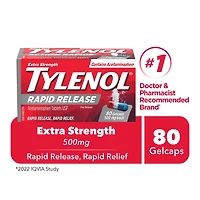 Tylenol Extra fort Action rapide en gélules à 500 mg. Soulage le mal de tête, la douleur et la fièvre 80 gélules