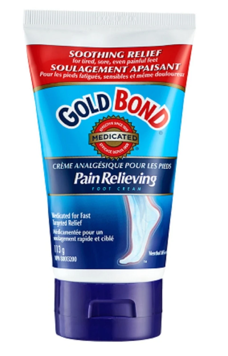 Gold Bond Medicated Crème analgésique pour les pieds, tube de 113 g, crème pour les pieds pour un soulagement rapide et temporaire des douleurs mineures aux pieds, douleurs musculaires et articulaires associées à l'arthrite, aux entorses et aux foulures 113g