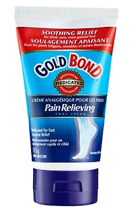Gold Bond Medicated Crème analgésique pour les pieds, tube de 113 g, crème pour les pieds pour un soulagement rapide et temporaire des douleurs mineures aux pieds, douleurs musculaires et articulaires associées à l'arthrite, aux entorses et aux foulures 113g