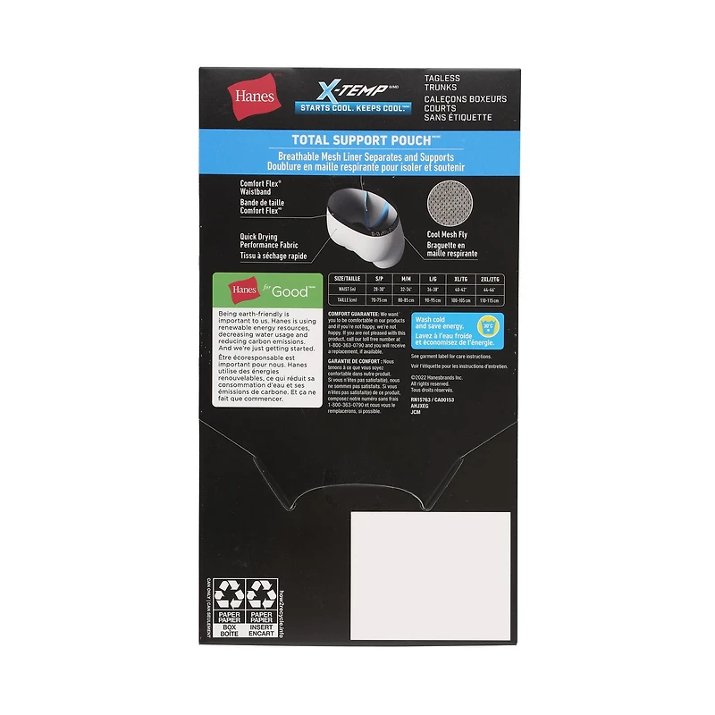 Hanes X-Temp Total Support Pouch Calecons Boxeurs Courts pour hommes, evacuation de l'humidite P3