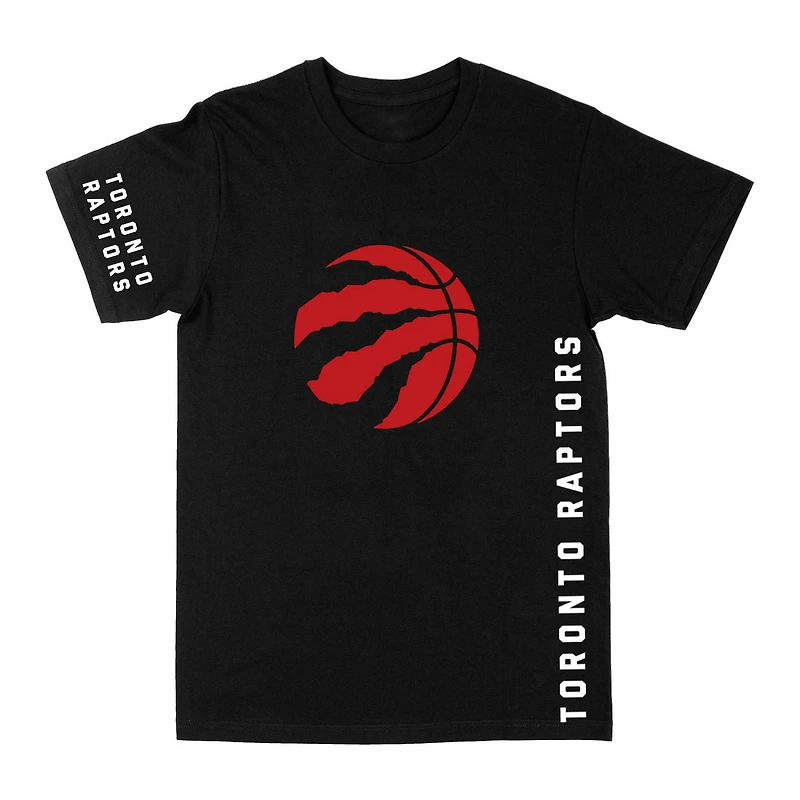 T-shirt noir à manches courtes avec logo boule rouge NBA Toronto Raptors pour homme