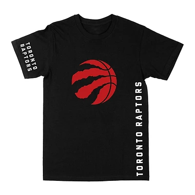 T-shirt noir à manches courtes avec logo boule rouge NBA Toronto Raptors pour homme