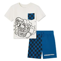 Ensemble 2 pièces avec short Nintendo Mario Kart pour petits garçons