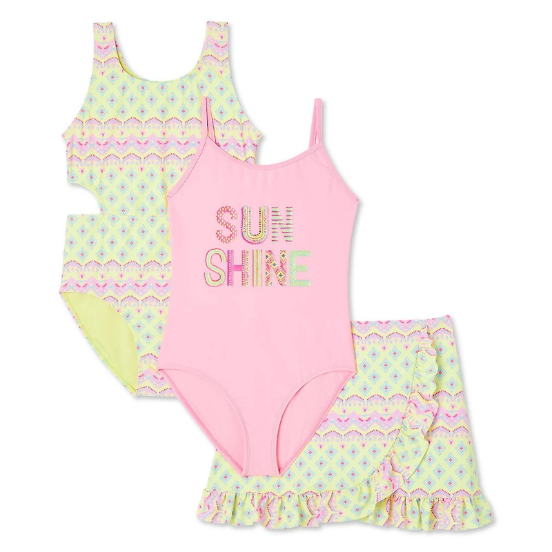 Btween Girls' Swimsuit 3-Piece Set