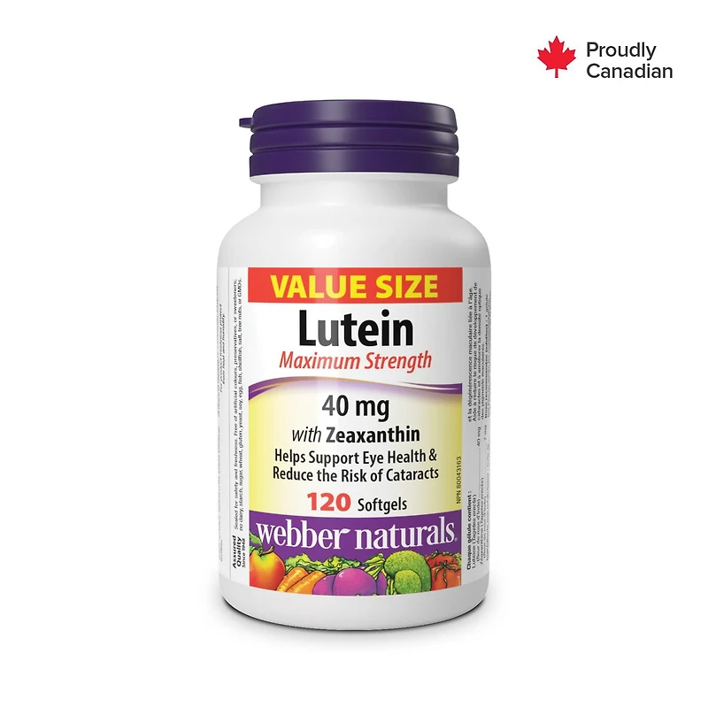 Webber Naturals Lutéine avec zéaxanthine Force maximale 40 mg 120 Gelules