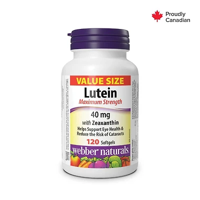 Webber Naturals Lutéine avec zéaxanthine Force maximale 40 mg 120 Gelules