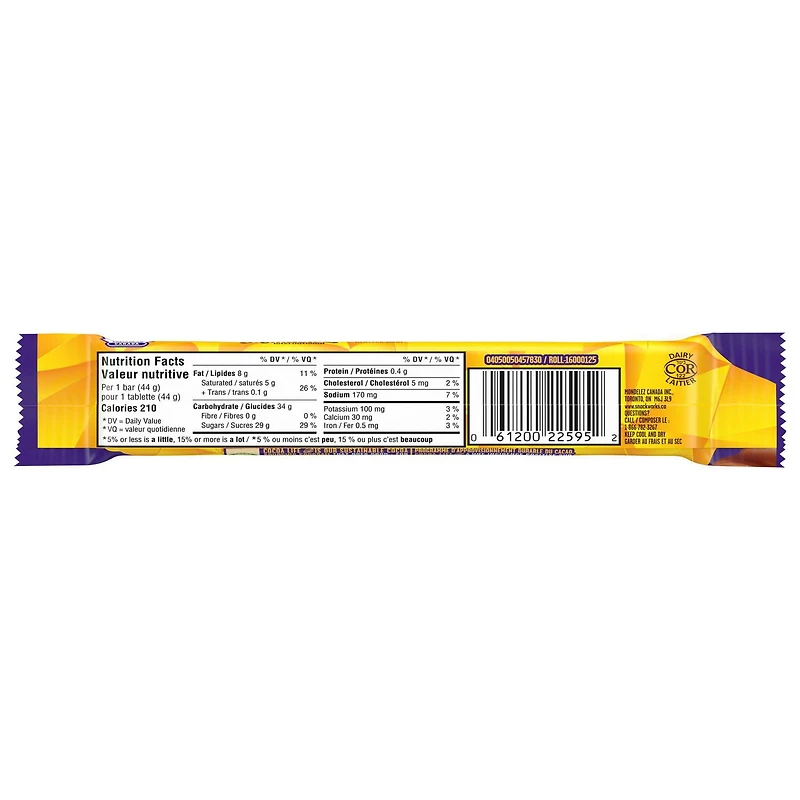 Cadbury Crunchie Chocolatey Candy Bar, Prepared in Canada