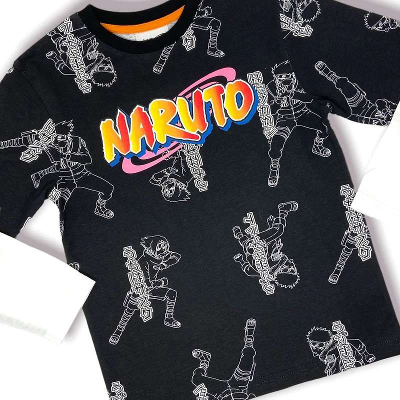 Naruto T-shirt trompe oeil à manche longue pour garçon