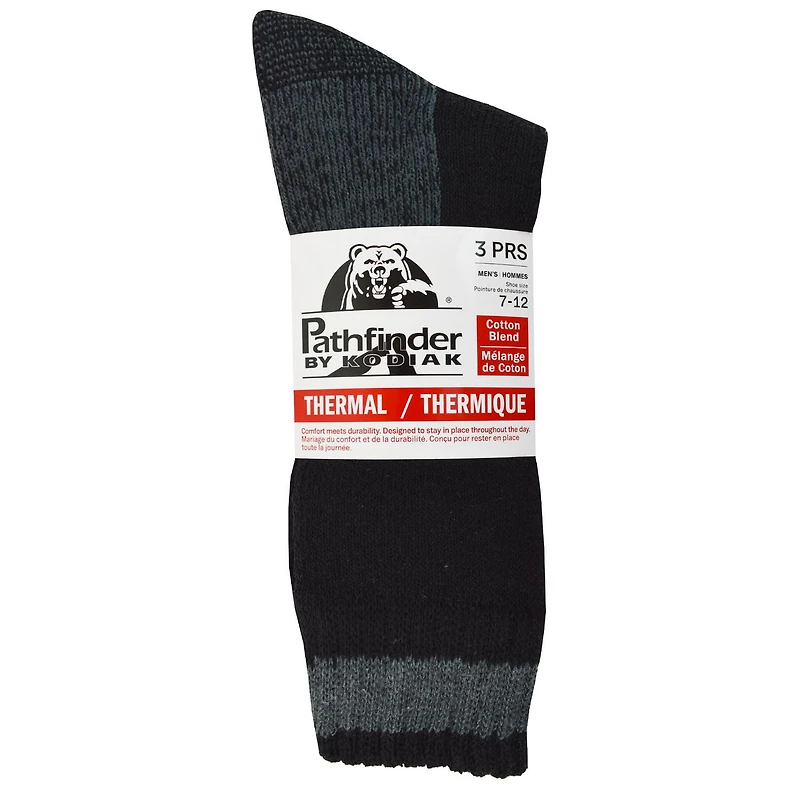 Mens Pathfinder by Kodiak 3-Pack Thermal Cotton Sock