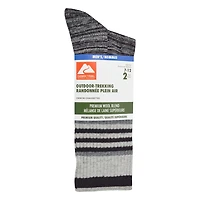 Paquet de 2 paires de chaussettes mi-mollet haute performance en mélange de laine de qualité supérieure Ozark Trail pour hommes