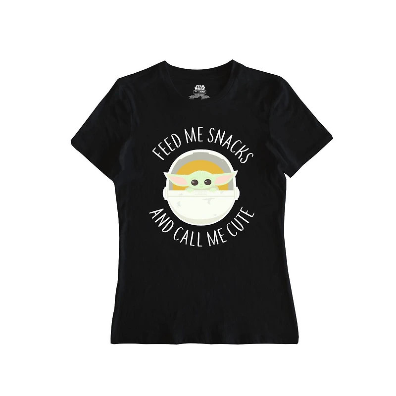 T-shirt à manches courtes pour femmes Star Wars The Mandalorian The Child Snacks