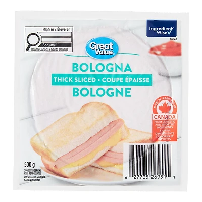 Great Value Thick Sliced Bologna, 500 g