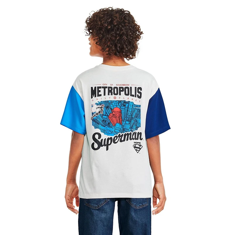 Superman Boys' Mesh Sleeve Tee