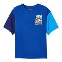 Marvel Boys' Captain America Mesh Sleeve Tee