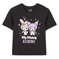 T-shirt à manches courtes Kuromi & My Melody pour filles