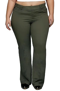 Frankie & Stella ™Ladie's High Rise Wide Leg Pant PLUS-Olive, Size 18W-26W