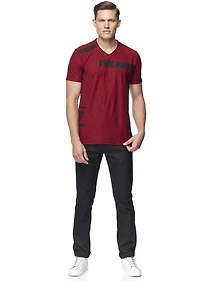 Henley Dark Black graphique à manches courtes pour hommes