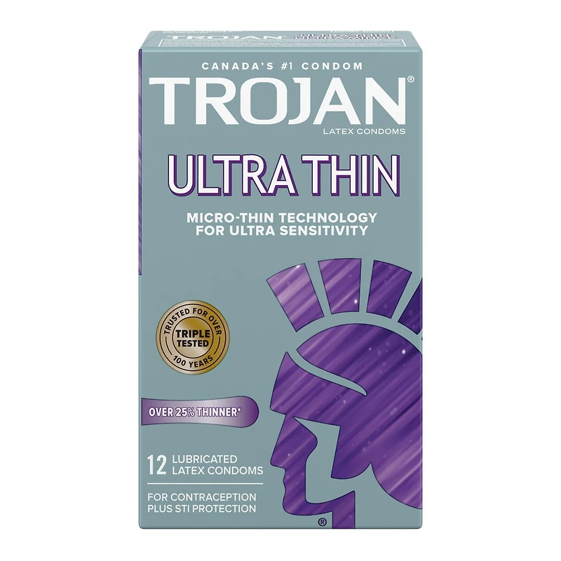 Trojan Ultra mince condoms lubrifiés 12 condoms lubrifiés en latex