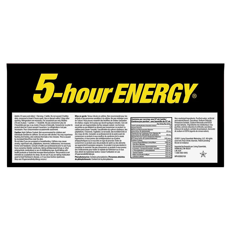 5 Hour Energy Extra Fort Baies