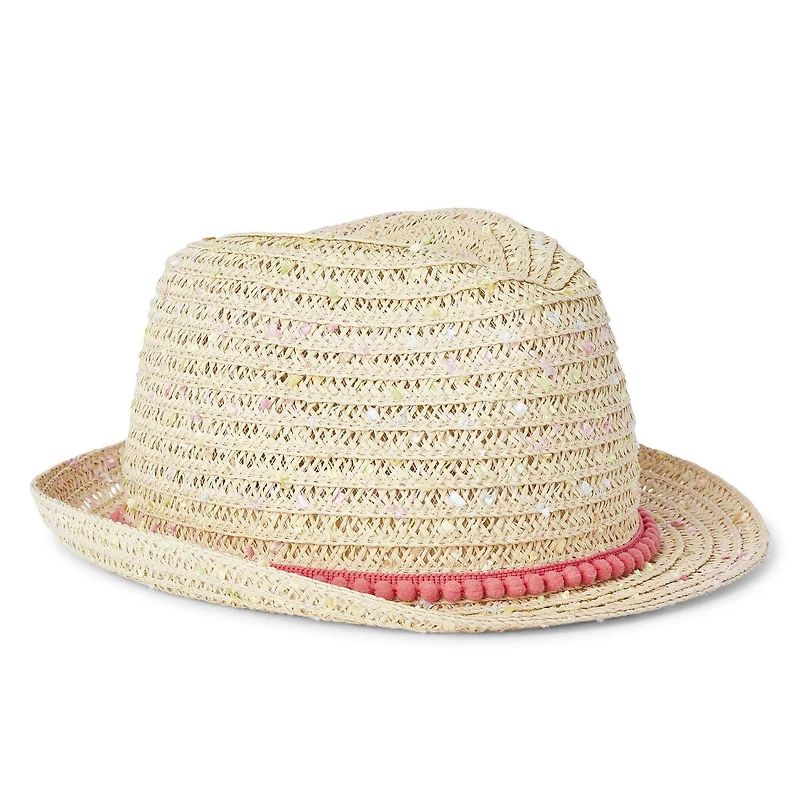 Fedora en paille mouchetée George pour filles