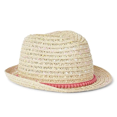 Fedora en paille mouchetée George pour filles