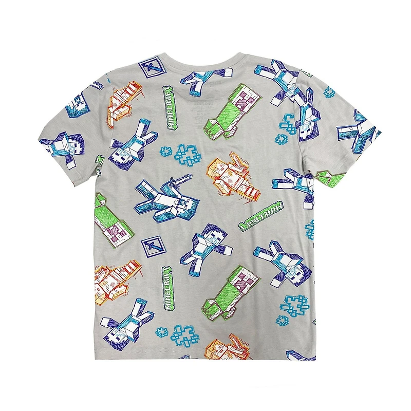 T-shirt à manches courtes Doodle Minecraft pour garçons