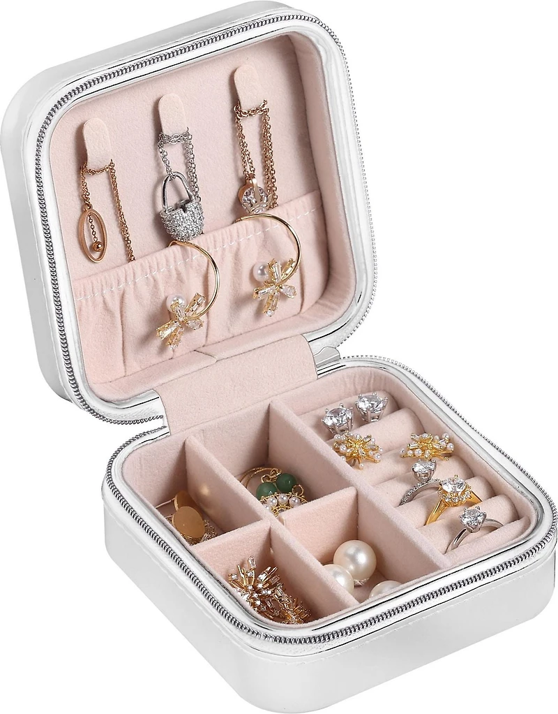 Petite boîte à bijoux de voyage portable à glissière