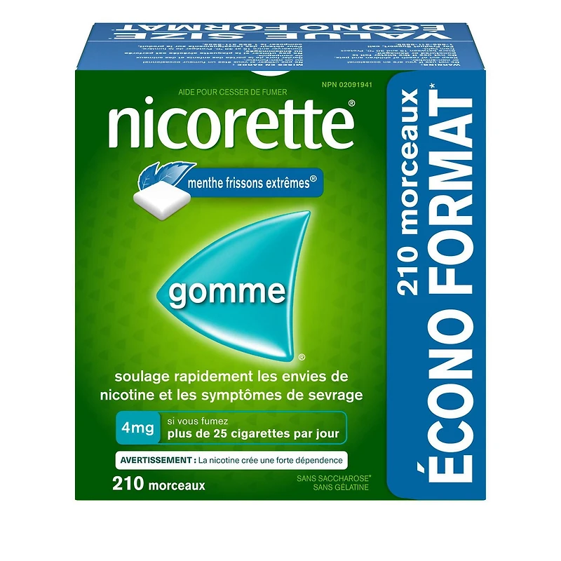Nicorette Nicotine Gum, Quit Smoking and Smoking Cessation Aid, Extreme Chill Mint, 4 mg, 210 pieces