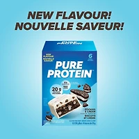 Pure Protein Cookies and Cream Bars-20 g Protein, Low Sugar, Gluten Free Snack with Whey Blend, Made in Canada, 6 x 50 g, Protein bar-Cookies and cream