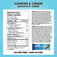 Pure Protein Cookies and Cream Bars-20 g Protein, Low Sugar, Gluten Free Snack with Whey Blend, Made in Canada, 6 x 50 g, Protein bar-Cookies and cream