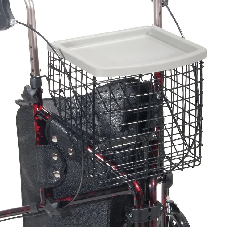 Drive Medical 3 Wheel Rollator Rolling Walker with Basket Tray and Pouch