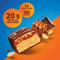 CHOCOLAT, ARACHIDES ET CARAMEL, 20 g de protéines, sans gluten, 12 barres de 50 g