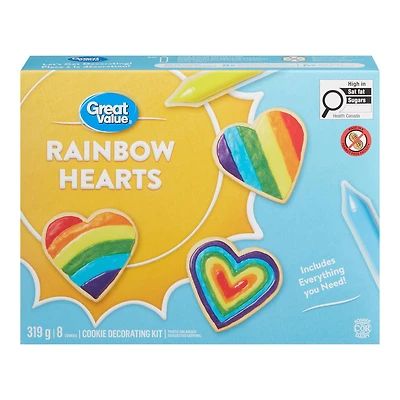 Trousse de décoration pour biscuits Cœurs et arc-en-ciel Great Value