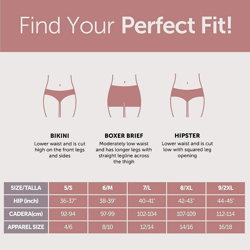Paquet de 6 culottes base Hanes pour femmes Tailles P-2TG