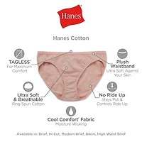 Paquet de 6 culottes base Hanes pour femmes Tailles P-2TG