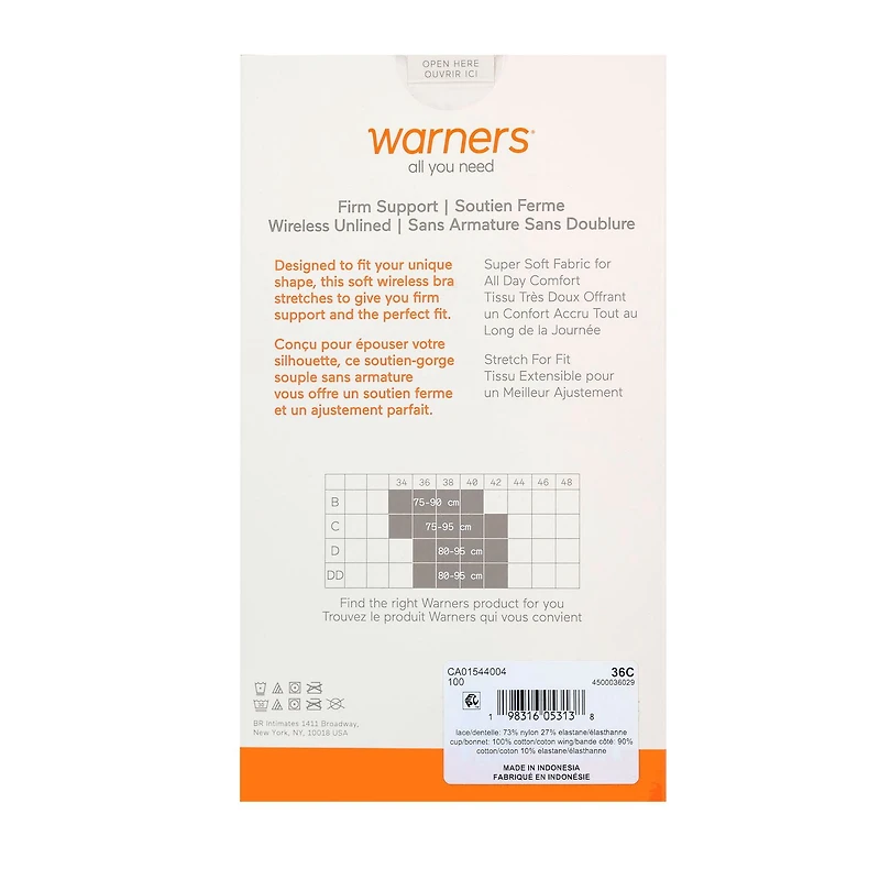 Warner's Firm Support Wirefree Bra