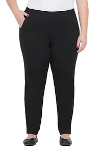 Alia Women's Plus Size Pull On Straight Leg Pant