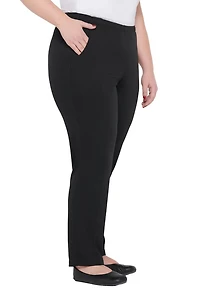 Alia Women's Plus Size Pull On Straight Leg Pant