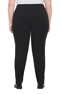 Alia Women's Plus Size Pull On Straight Leg Pant