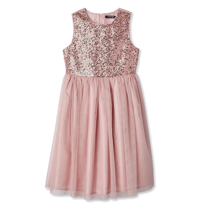 Robe avec haut à paillettes et jupe en maille George pour filles
