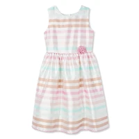George Girls' Satin Striped Dress