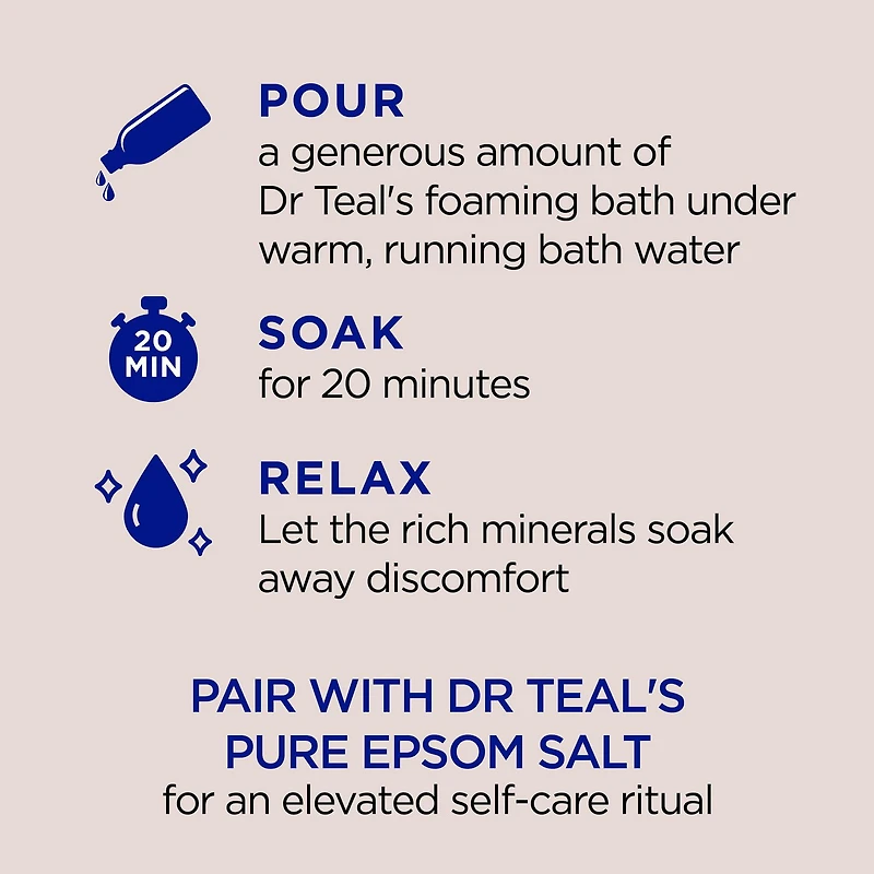 Dr Teal's Bain Moussant avec Du Sel D'Epsom Pur, Nourrir et Protéger avec de L'huile De Noix De Coco 34 fl oz / 1 L