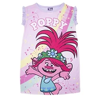 Trolls Girl's Troll's short nightgown with ruffled short sleeves.