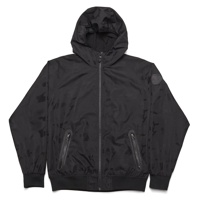 Dark Black Men's Hooded Camo Jacket